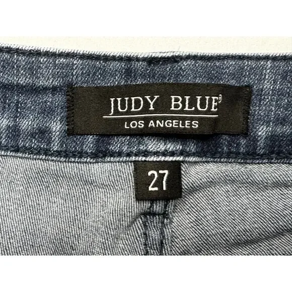 Judy Blue Women's Cuffed Button Fly Blue Stretch Denim Jeans - Size 27x3.5 - Picture 4 of 5